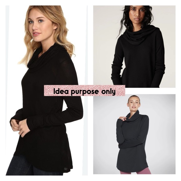 (#04) Splendid cowl neck long sleeve black sweater size L - Picture 3 of 10